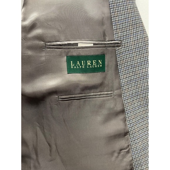 Lauren Ralph Lauren Mens Blazer 52R Silk Wool Sport Houndstooth Blazer - Picture 5 of 9